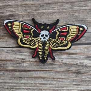 Dark Skull Deaths Head Moth Gothic Witchy Embroidered Iron on Patch